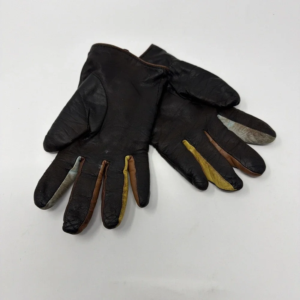 Vintage Multicolored Leather Driving Gloves  - MYWALLIT Made In Amsterdam Sz 7.5